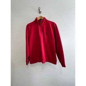 Izod Quarter Zip Sweatshirt Mens Large Red Embroidered Logo Preppy